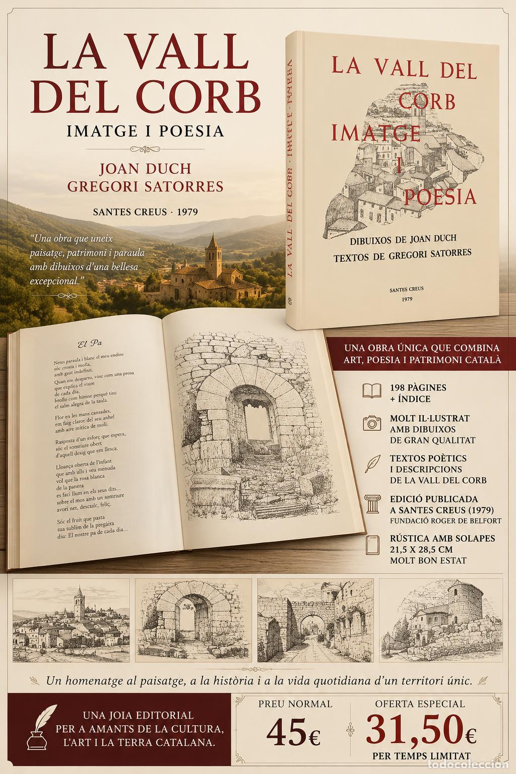 Libros de segunda mano: LA VALL DEL CORB / IMATGE I POESIA / JOAN DUCH-GREGORI SATORRES / SANTES CREUS-1979