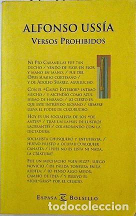 Libros de segunda mano: Versos Prohibidos - Uss&iacute;a, Alfonso - Espasa-calpe - 7329