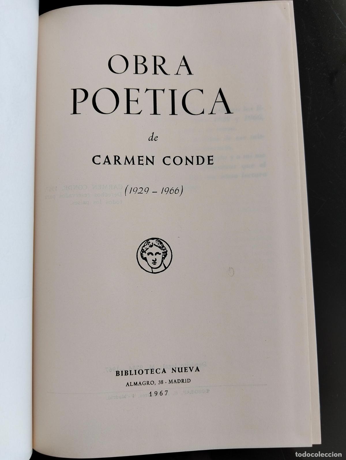 Libros de segunda mano: Obra Poetica. Carmen Conde, Biblioteca Nueva, 1967 VISITA MI CATALOGO L55