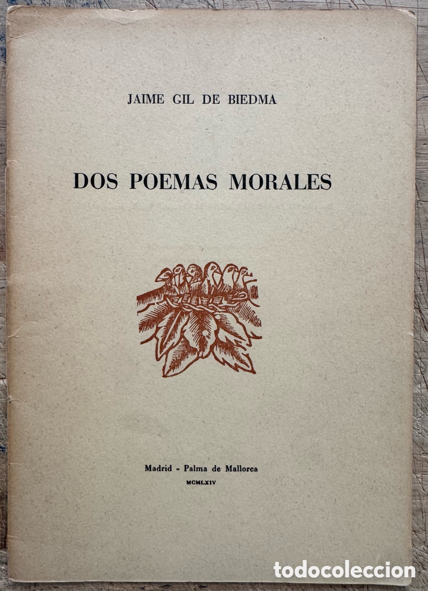 Libros de segunda mano: Jaime Gil de Biedma. Dos poemas morales. Separata de papeles de Son Armadans. Ejemplar 41/50