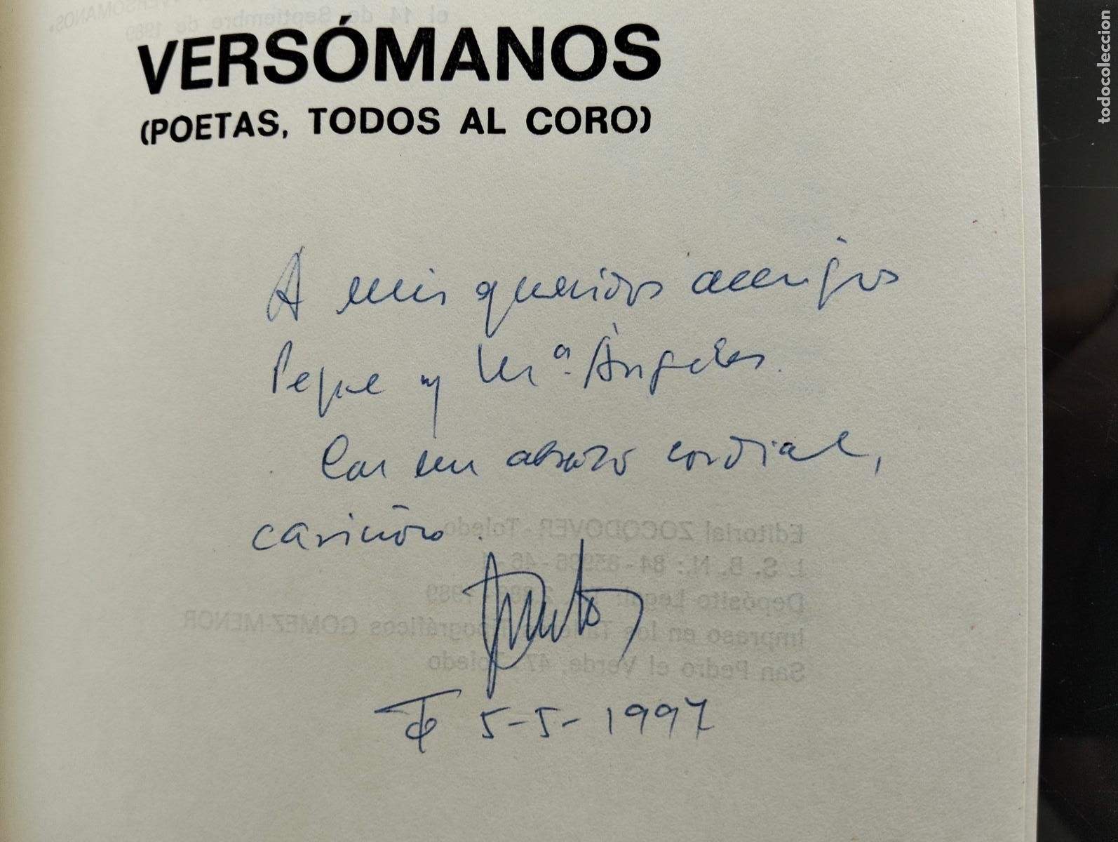 Libros de segunda mano: Literatura. Dedicado. Versomanos, J.A. Villaca&ntilde;as, ed. Zocodover, 1997 VISITA MI CATALOGO L55