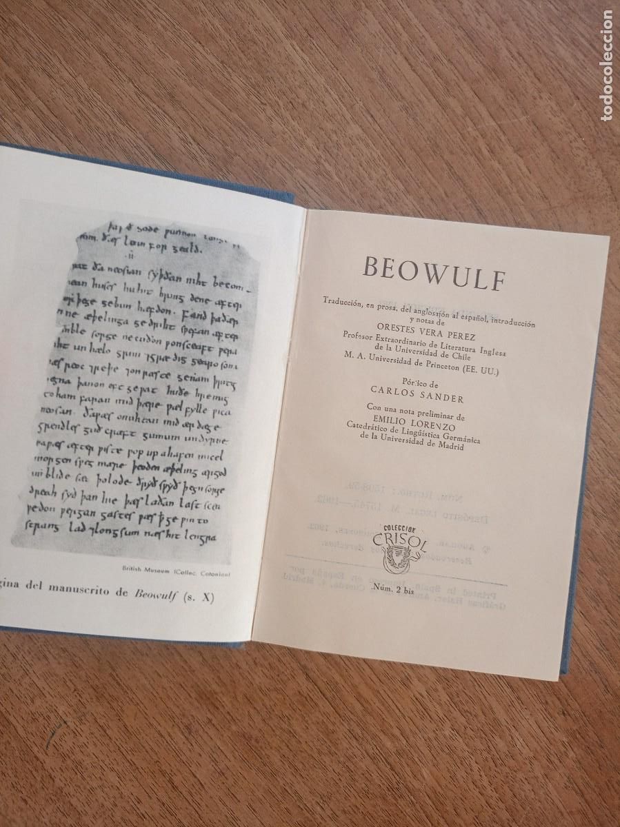 Libros de segunda mano: BEOWULF. COL. CRISOL N&ordm; 2 BIS. ED. AGUILAR 1962
