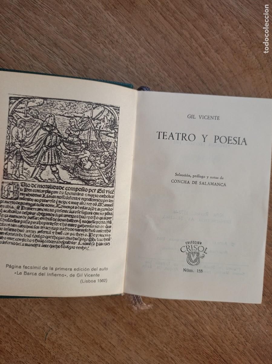 Second hand books: TEATRO Y POESIA. GIL VICENTE. AGUILAR N&ordm; 155 COL. CRISOL. 1963.