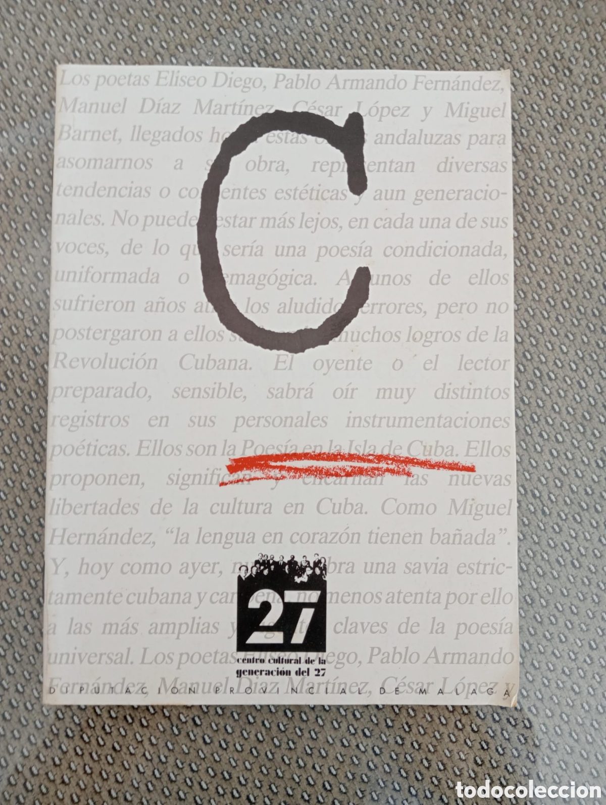 Libros de segunda mano: La Poes&iacute;a en la Isla de Cuba. Centro Cultural de la Generaci&oacute;n del 27. Diputaci&oacute;n de M&aacute;laga