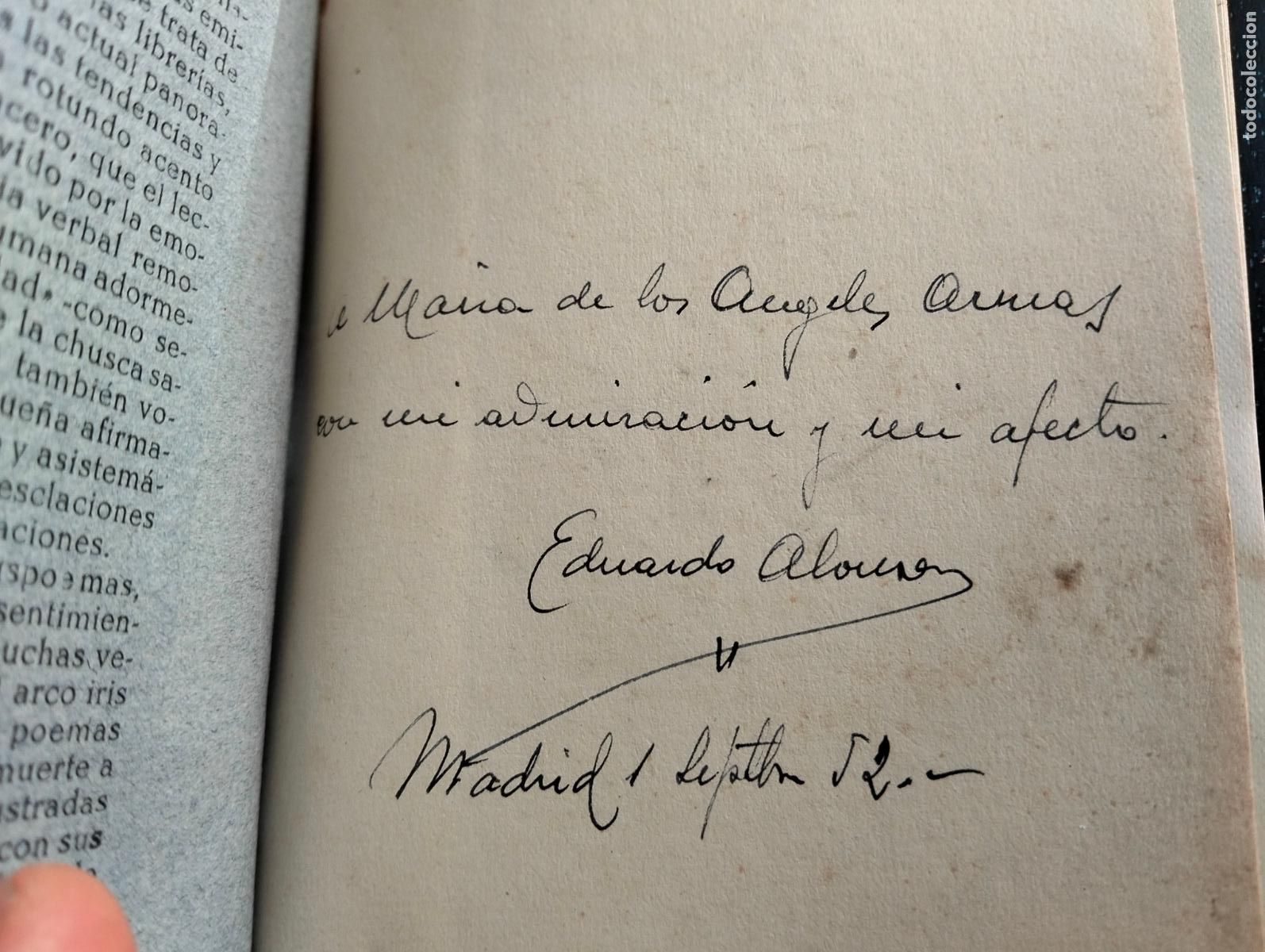 Libros de segunda mano: Poesia. Dedicado. Solo Ceniza, Eduardo Alonso, Prol. Damaso Alonso, Vi&ntilde;uela, Madrid, 1951 L55