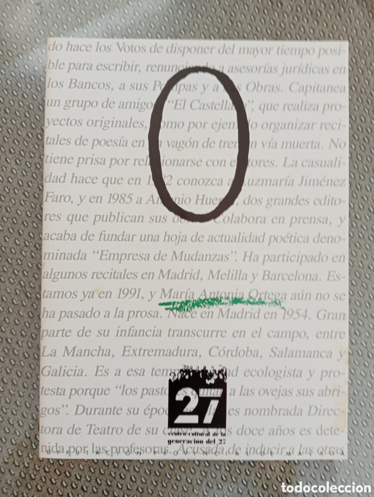 Libros de segunda mano: Mar&iacute;a Antonia Ortega. Centro Cultural de la Generaci&oacute;n del 27. Diputaci&oacute;n de M&aacute;laga.