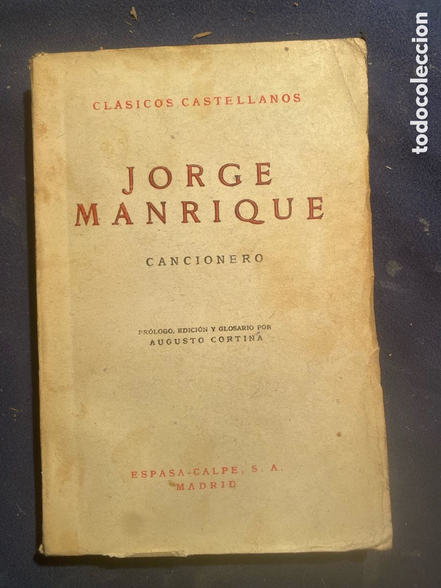 Livres d'occasion: JORGE MANRIQUE: - CANCIONERO - (ESPASA CALPE, 1960)