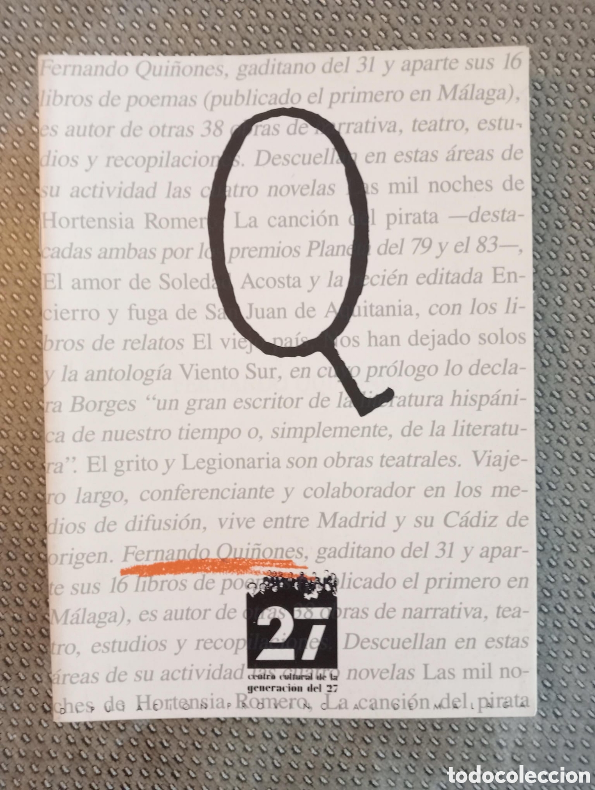 Libros de segunda mano: Fernando Qui&ntilde;ones. Centro Cultural de la Generaci&oacute;n del 27. Diputaci&oacute;n de M&aacute;laga