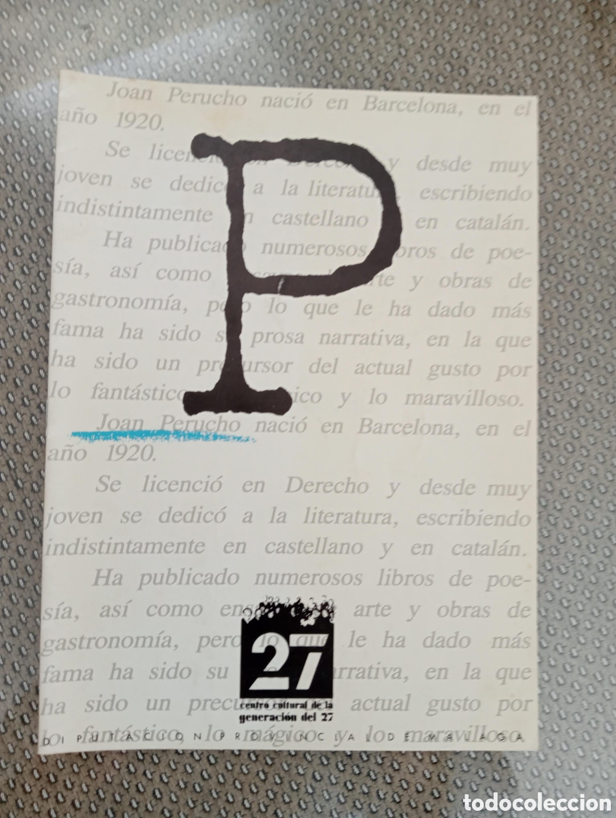 Libros de segunda mano: Joan Perucho. Centro Cultural de la Generaci&oacute;n del 27. Diputaci&oacute;n de M&aacute;laga