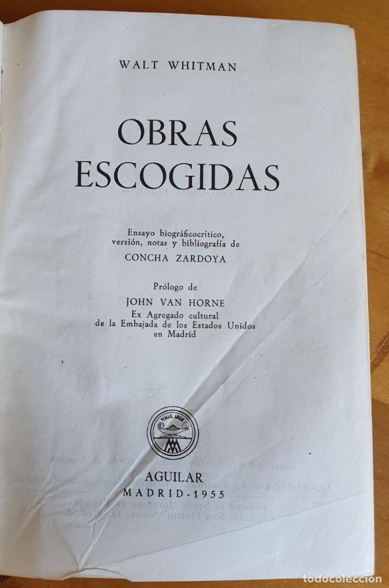 Libros de segunda mano: WHITMAN, WALT Obras escogidas
