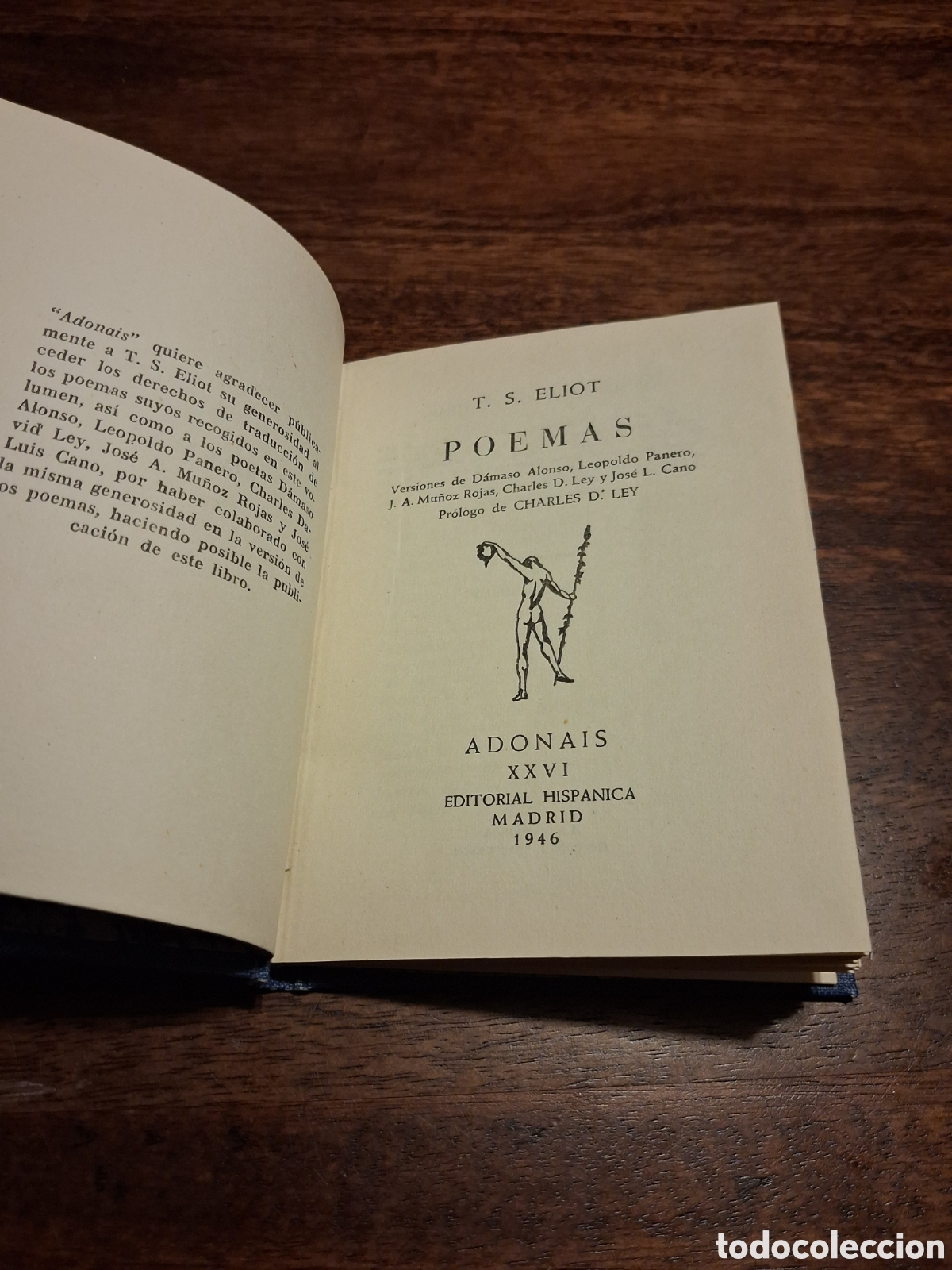 Libros de segunda mano: Poemas, T.S.Eliot (colecci&oacute;n Adonais, ejemplar de suscriptor de honor)