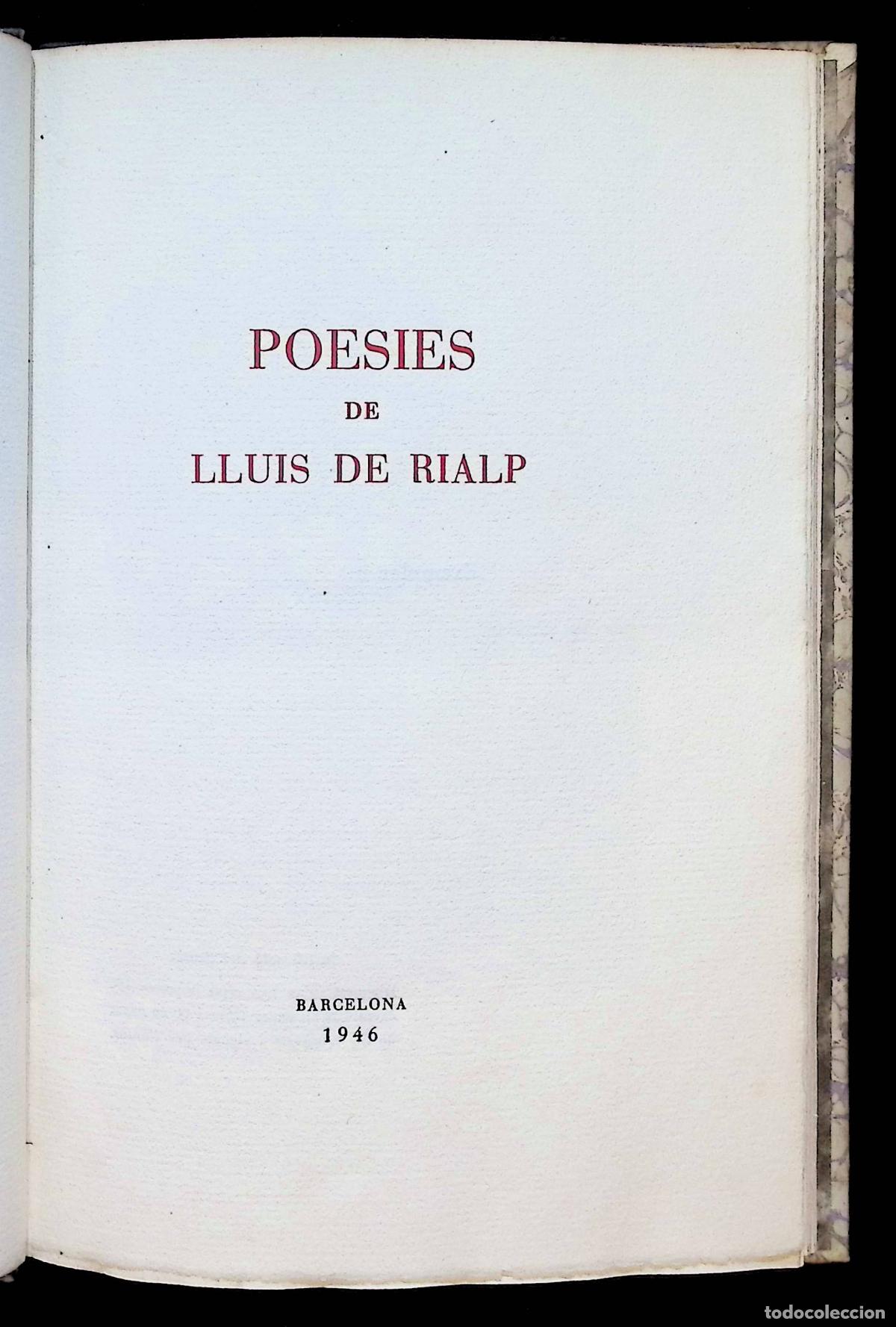 Libros de segunda mano: POESIES. - RIALP, Llu&iacute;s de.