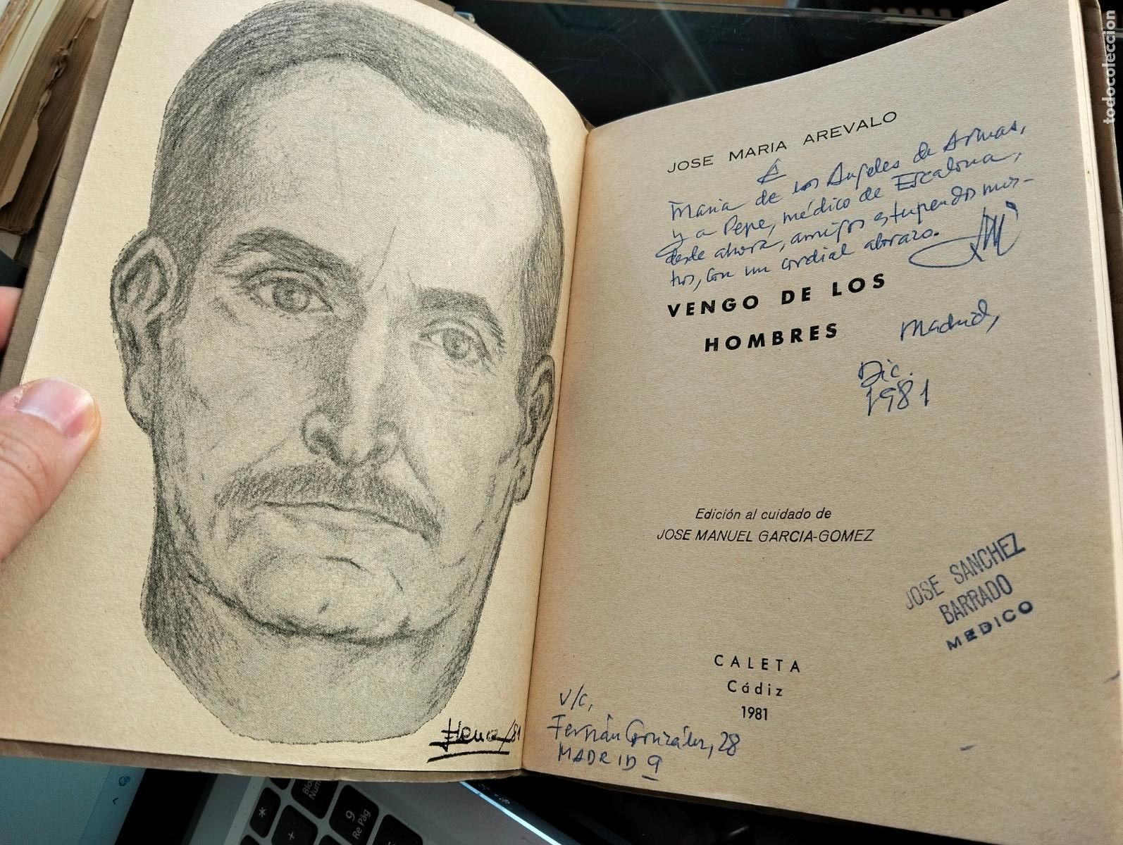 Libros de segunda mano: Dedicado. Poesia. Vengo de los Hombres, Jose Maria Arevalo, Cadiz, 1981. VISITA MI CATALOGO, L55