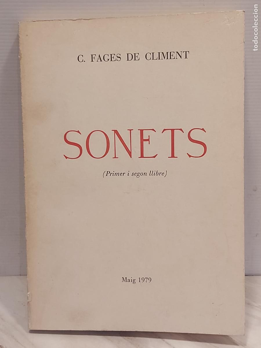 Libros de segunda mano: SONETS (PRIMER I SEGON LLIBRE) | C. FAGES DE CLIMENT | 1979 | EXEMPLAR NUMERAT