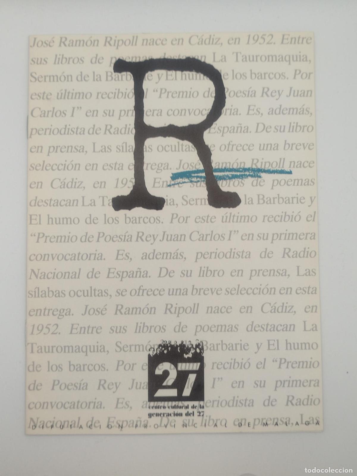 Libros de segunda mano: Cuaderno dedicado a Jos&eacute; Ram&oacute;n Ripoll -