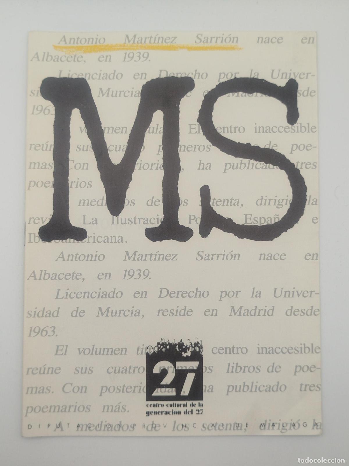 Libros de segunda mano: Cuaderno dedicado a Antonio Mart&iacute;nez Sarri&oacute;n -