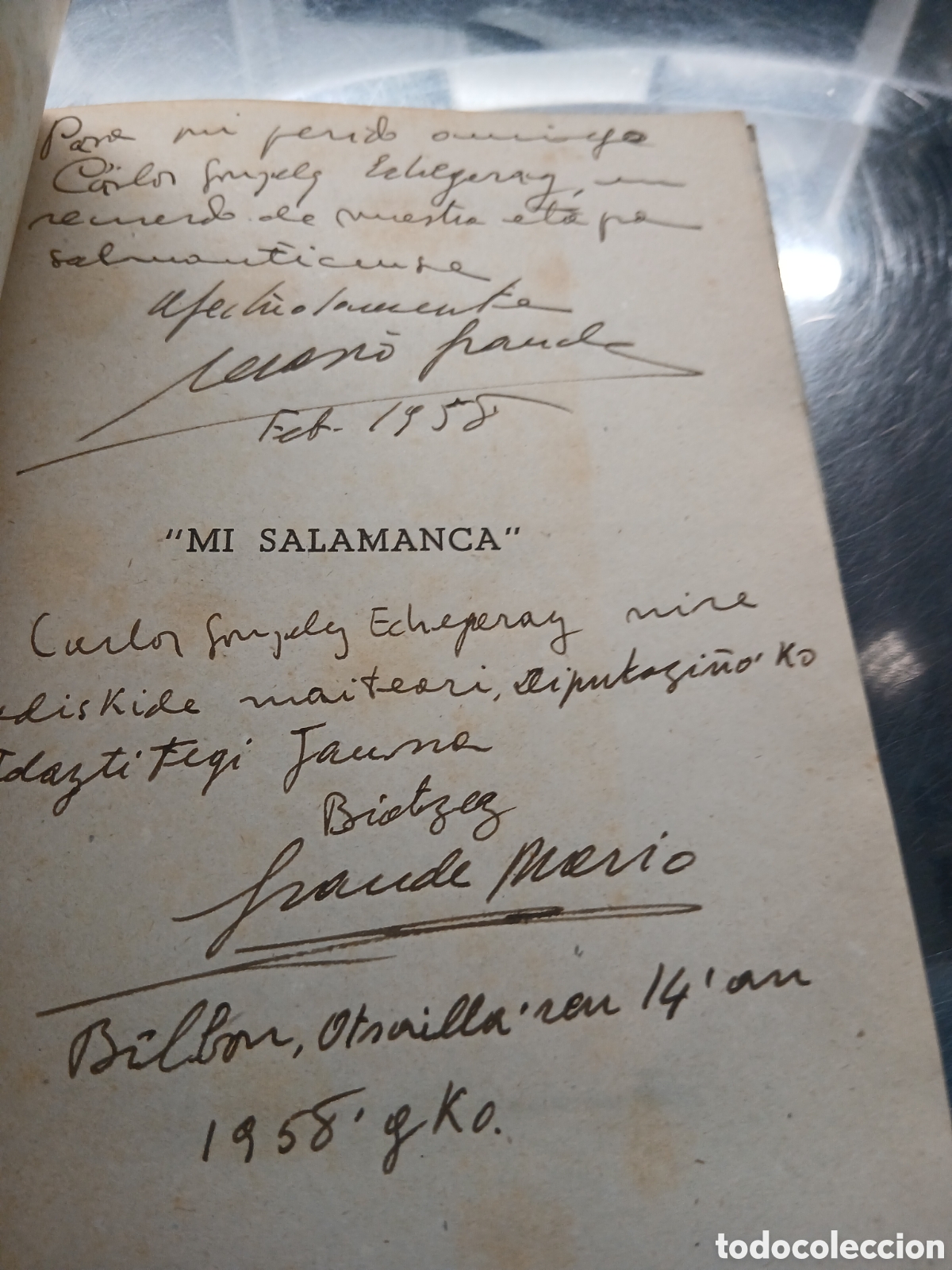 Livros em segunda m&atilde;o: MIGUEL DE UNAMUNO MI SALAMANCA .FIRMADO Y DEDICADO POR MARIO GRANDE RAMOS !!!