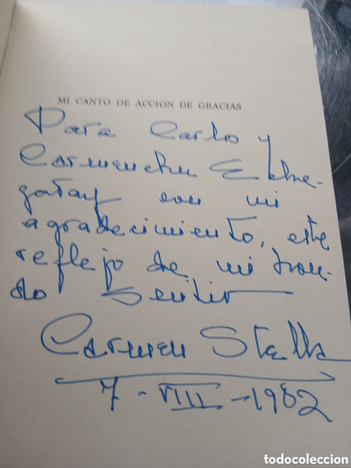 Livros em segunda m&atilde;o: CARMEN STELLA DE VALLEJO DEDICADO Y FIRMADO POR LA AUTORA!!! MI CANTO DE ACCION DE GRACIAS