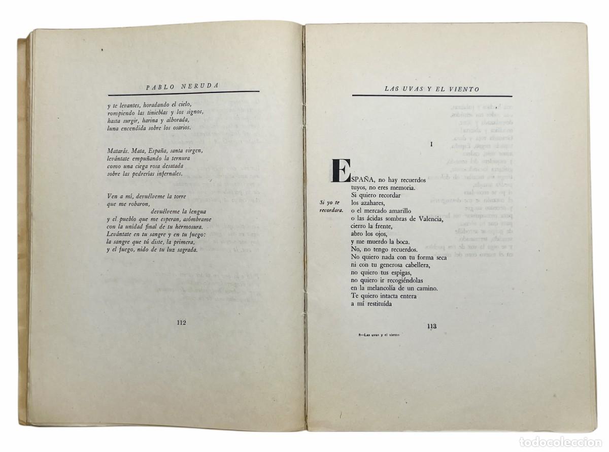 Libros de segunda mano: PABLO NERUDA - LAS UVAS Y EL VIENTO (1&ordf; EDICI&Oacute;N) - 1954 - Foto 3