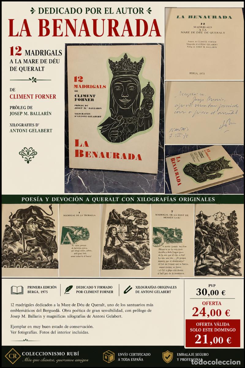 Libri di seconda mano: DEDICADO POR CLIMENT FORNER | LA BENAURADA | 12 MADRIGALS | XILOGRAF&Iacute;AS GELABERT | 1975