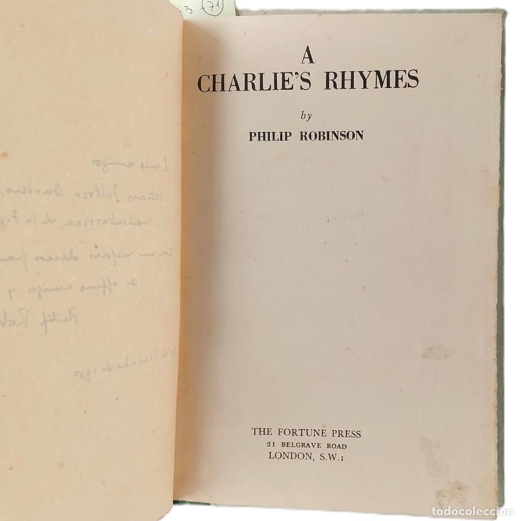 Libros de segunda mano: A CHARLIE'S RHYMES. Robinson, Philip