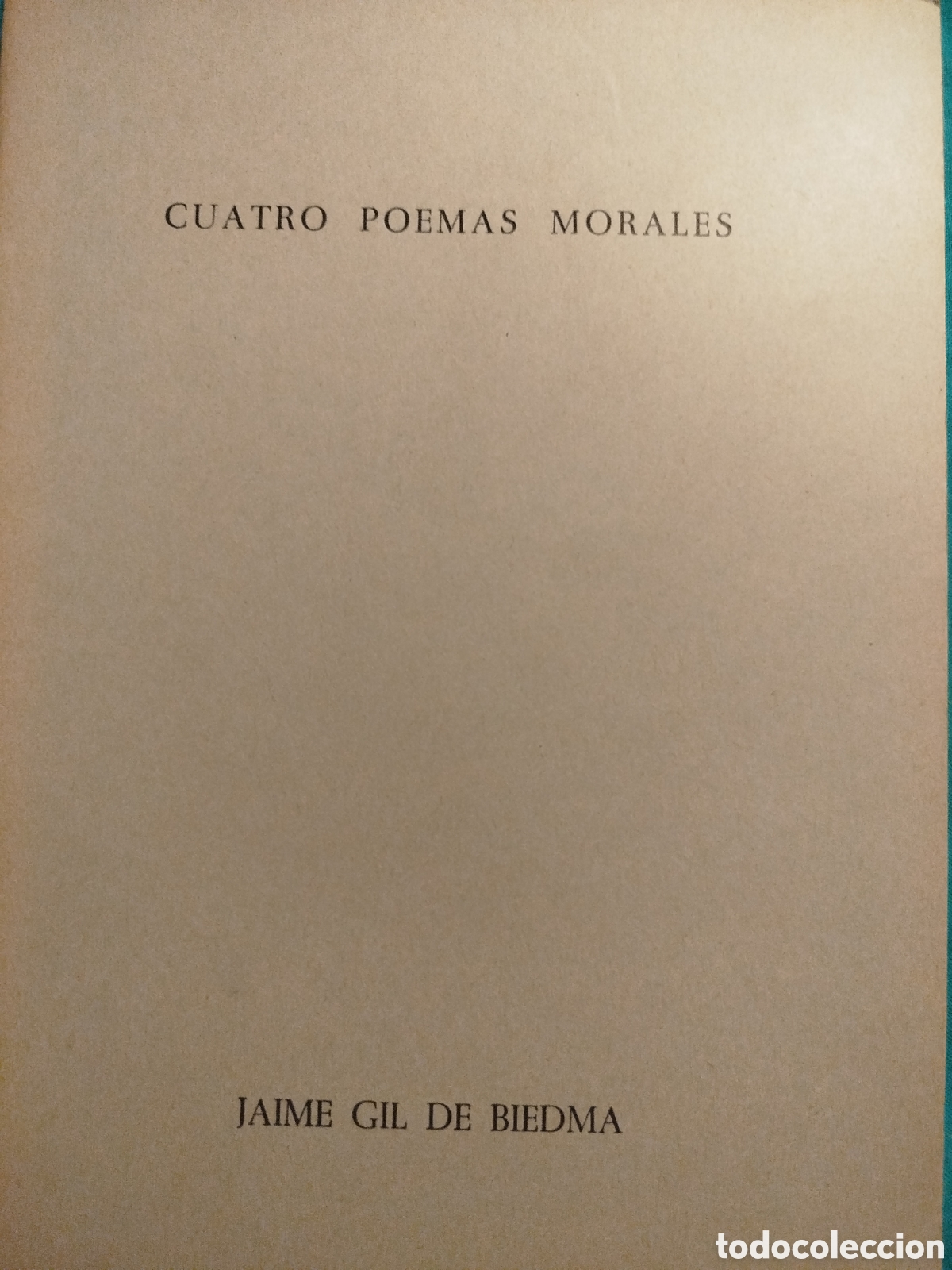 Libros de segunda mano: Jaime Gil de Viedma. Cuatro poemas morales.