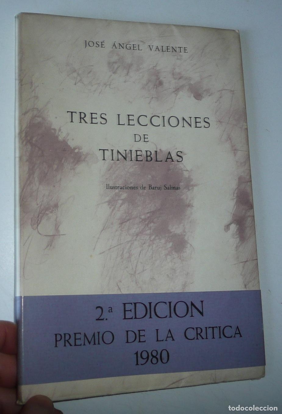 Libros de segunda mano: Tres lecciones de tinieblas - Jos&eacute; &Aacute;ngel Valente (La Gaya Ciencia, 1981) Ilustraciones Baruj Salinas
