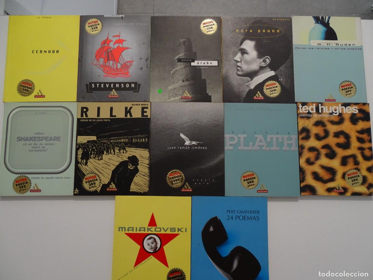 Libros de segunda mano: Colecci&oacute;n Mitos Poes&iacute;a Mondadori. 12 vv. Cernuda,Auden,Rilke,Plath,Maiakovski,Gimferrer,Hughes, ...