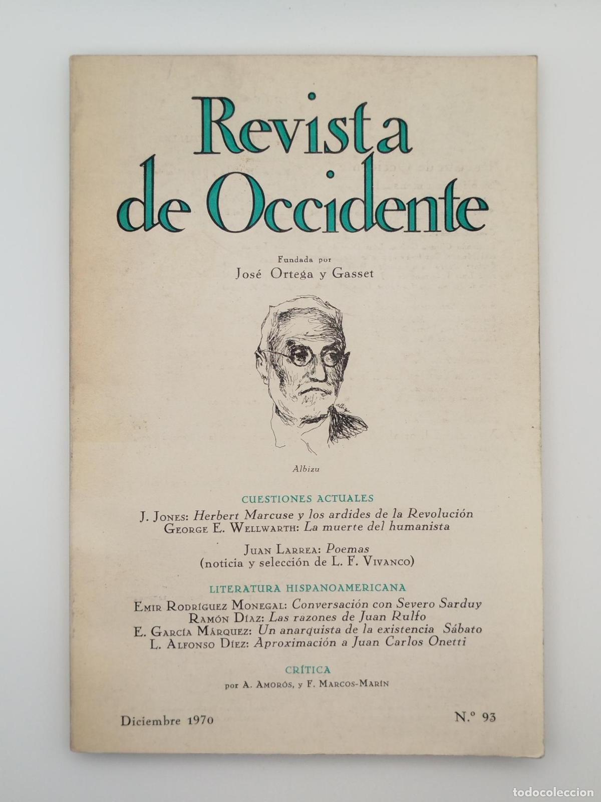 Gebrauchte B&uuml;cher: Revista de Occidente. N&ordm; 93. Septiembre 1970. - Vv. Aa.