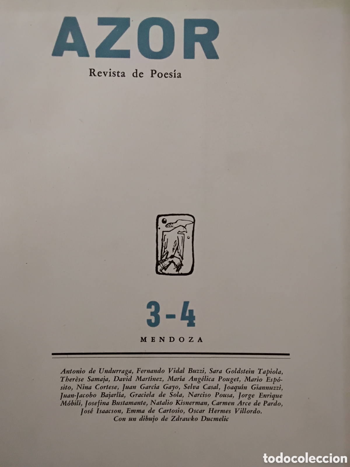 Libros de segunda mano: AZOR. Revista de Poes&iacute;a N&ordm; 3-4 &ndash; Amigos de la Poes&iacute;a &ndash; Mendoza, marzo-septiembre de 1960