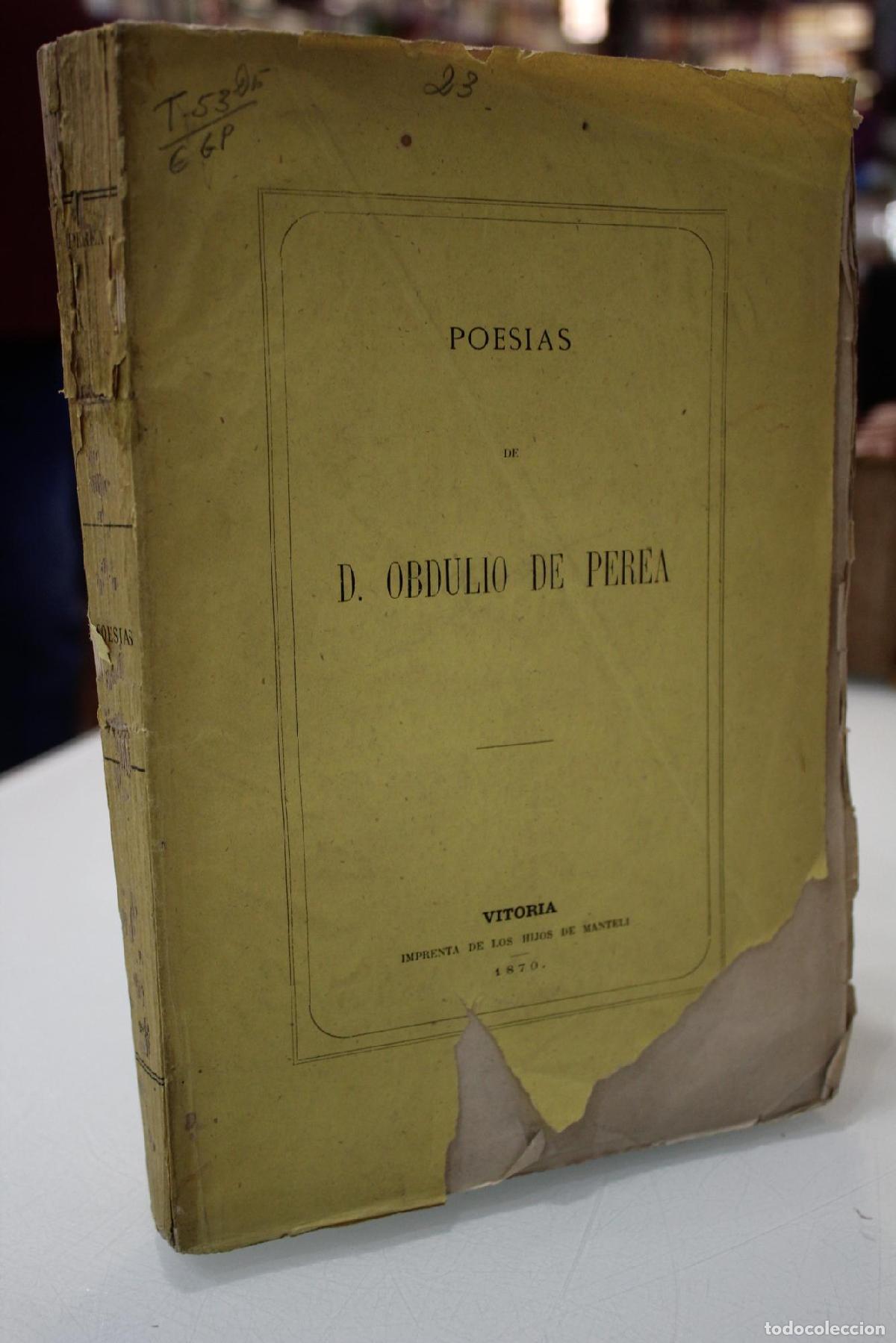 Libros de segunda mano: Poes&iacute;as de D. Obdulio de Pera. - Pera, Obdulio de.