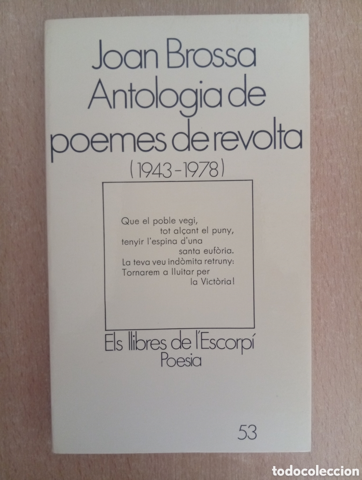 Libros de segunda mano: ANTOLOGIA DE POEMES DE REVOLTA (1943-1978). Joan Brossa