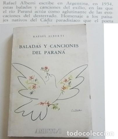 Libros de segunda mano: BALADAS Y CANCIONES DEL PARAN&Aacute; LIBRO RAFAEL ALBERTI POES&Iacute;A POEMAS POETA ANDALUZ ARTE PORT DE PICASSO