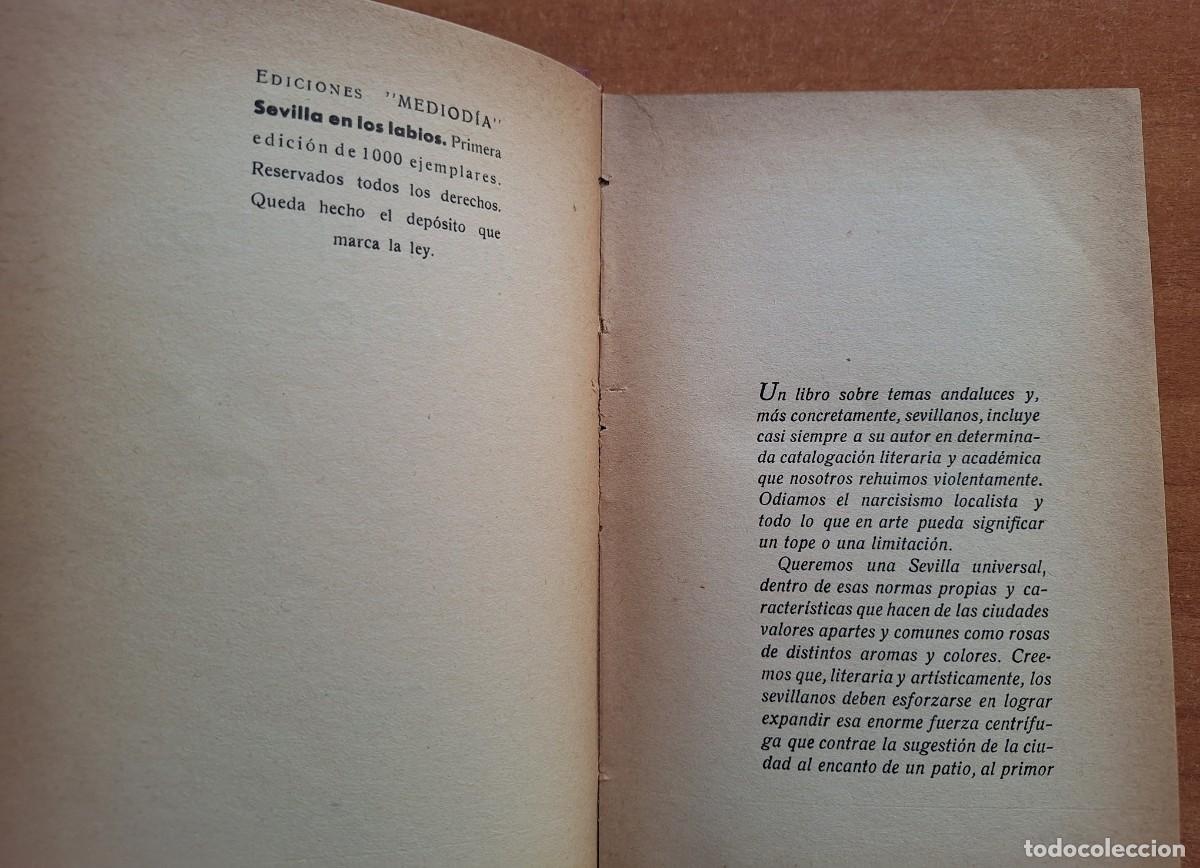 Libros de segunda mano: SEVILLA EN LOS LABIOS -JOAQU&Iacute;N ROMERO - Foto 5