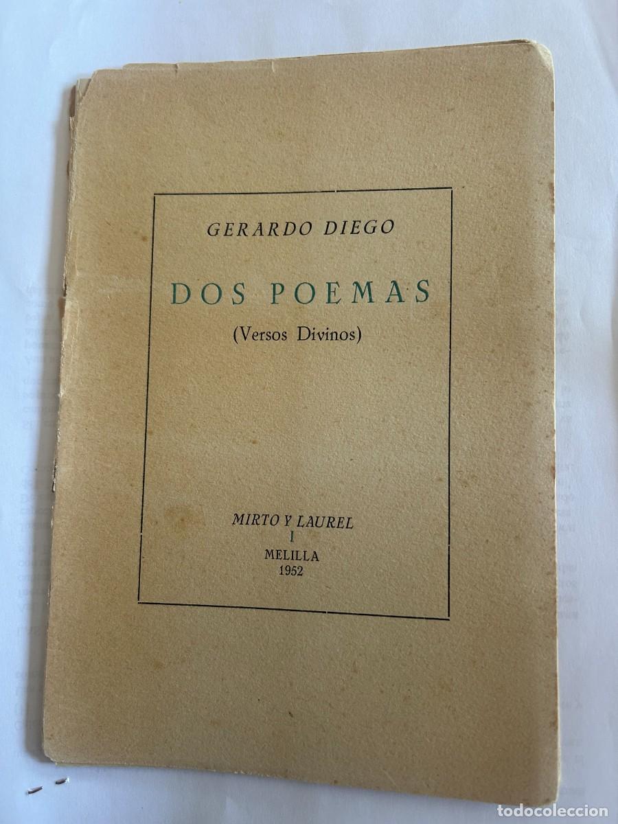 Libros de segunda mano: Gerardo Diego: Dos poemas (Versos Divinos). Melilla, 1952.