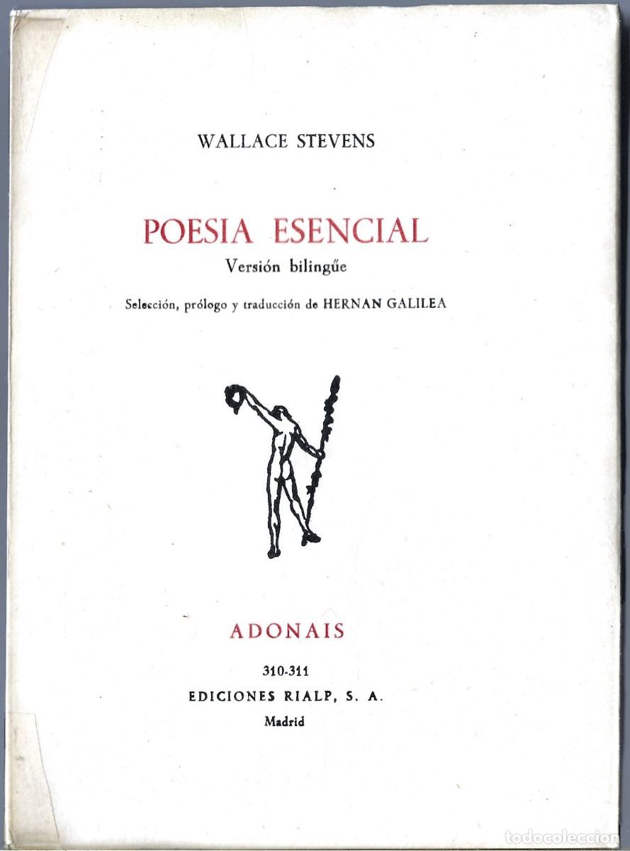 Libros de segunda mano: Wallace STEVENS : Poes&iacute;a esencial. (Antolog&iacute;a biling&uuml;e de Hern&aacute;n Galilea. col. Adonais, 1974)