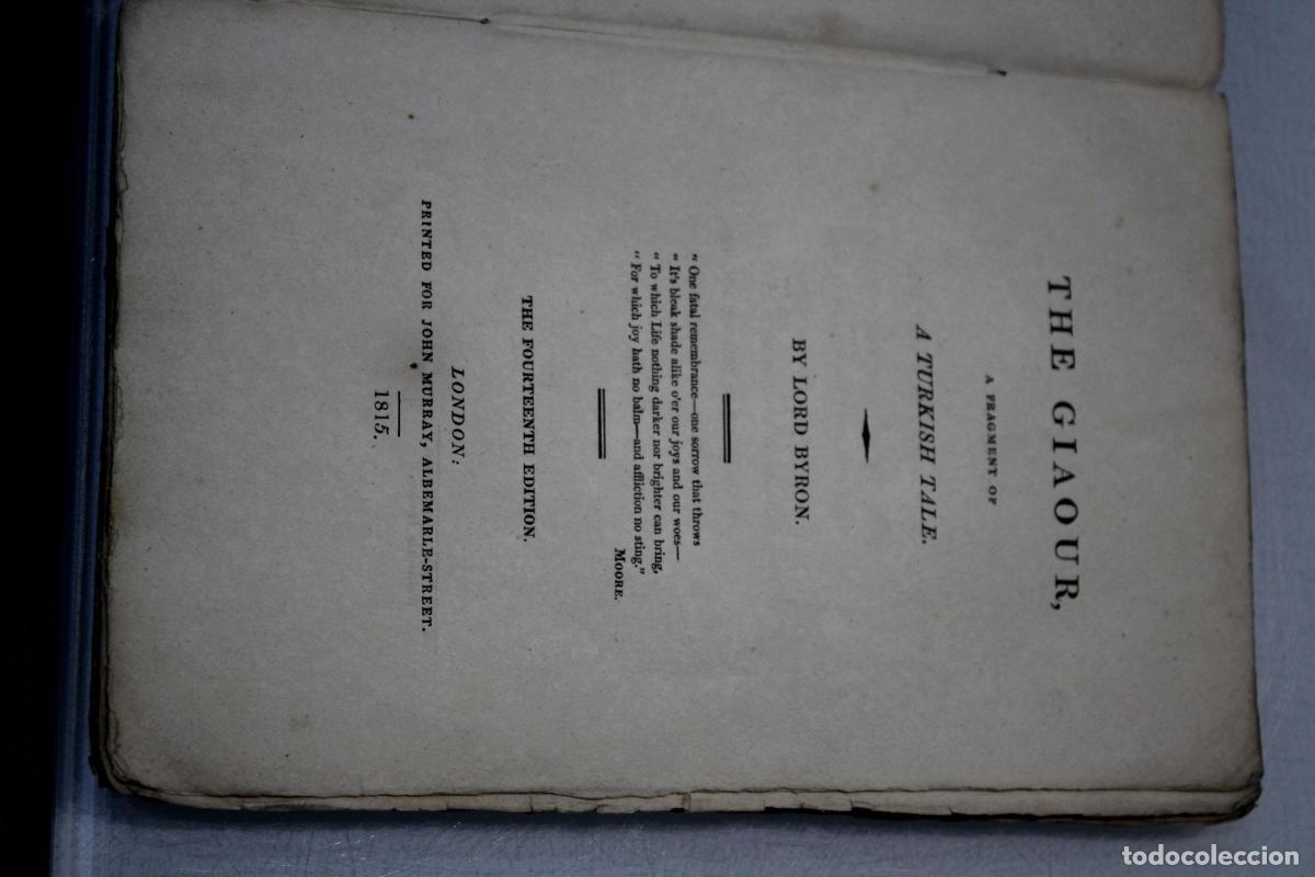 Libros de segunda mano: 1815.- The Giaour. A Fragment of a Turkish Tale - Byron, Lord.