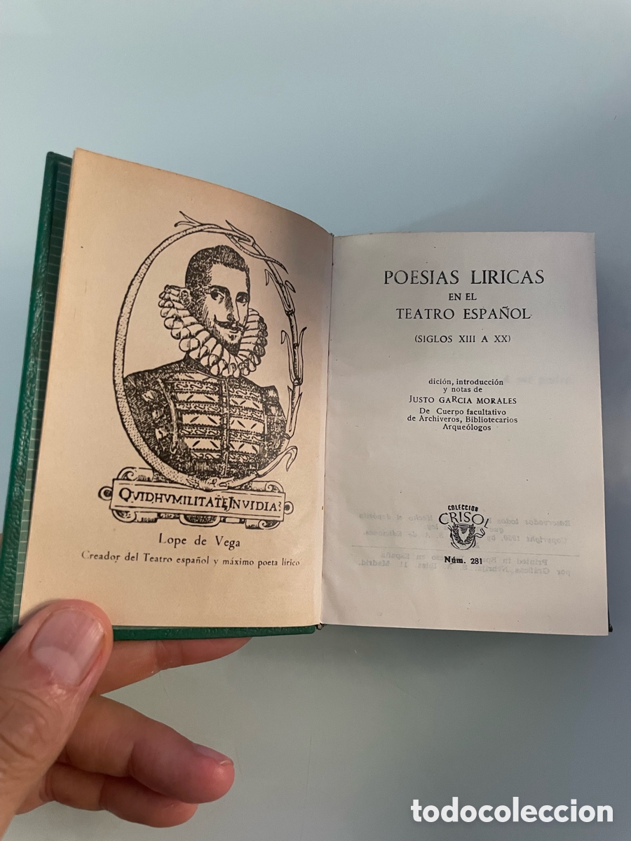 Libros de segunda mano: Poes&iacute;as L&iacute;ricas en el teatro espa&ntilde;ol. (S. XIII a XX) Aguilar Crisol 281 1&ordf; ed. 1950