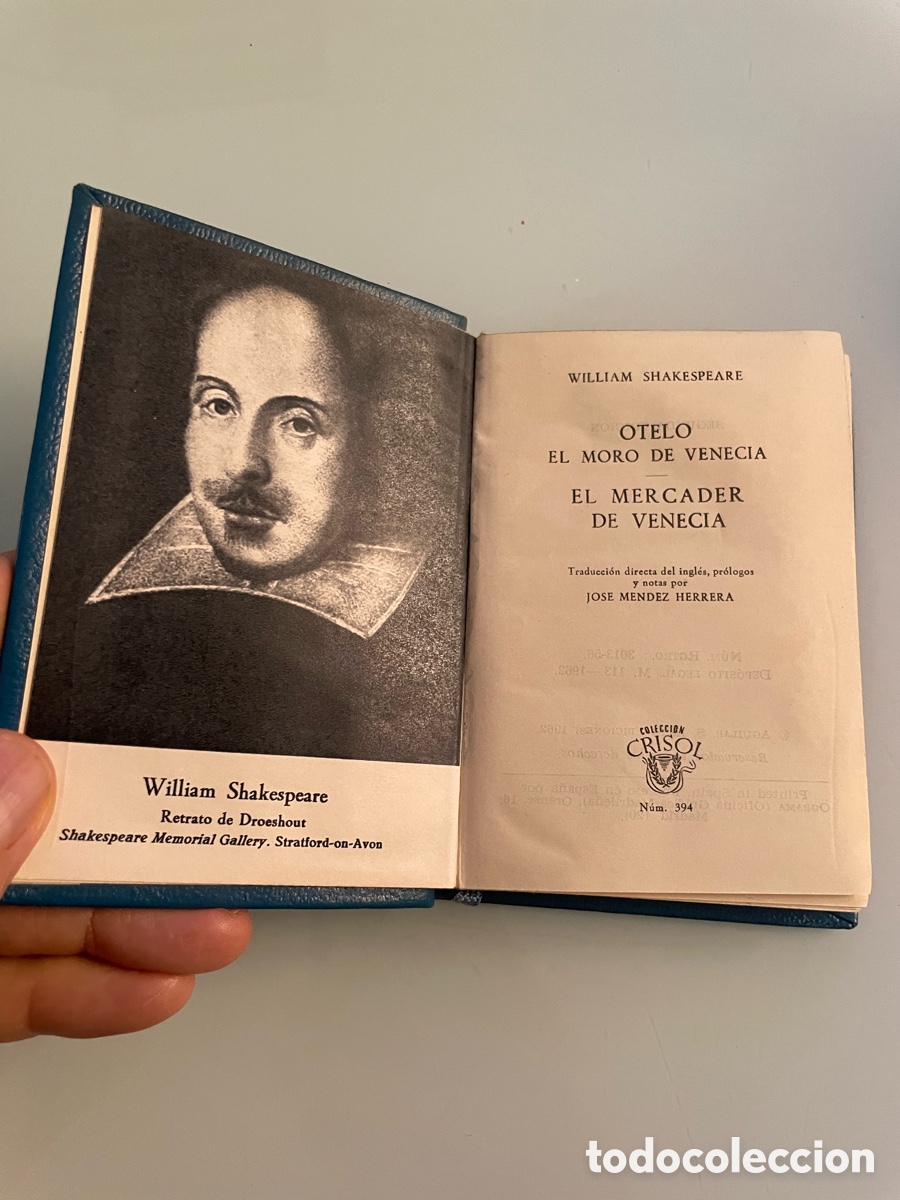 Libros de segunda mano: Otelo El moro de Venecia- El mercader de Venecia. Shakespeare Aguilar Crisol 394. 2&ordf; ed 1962