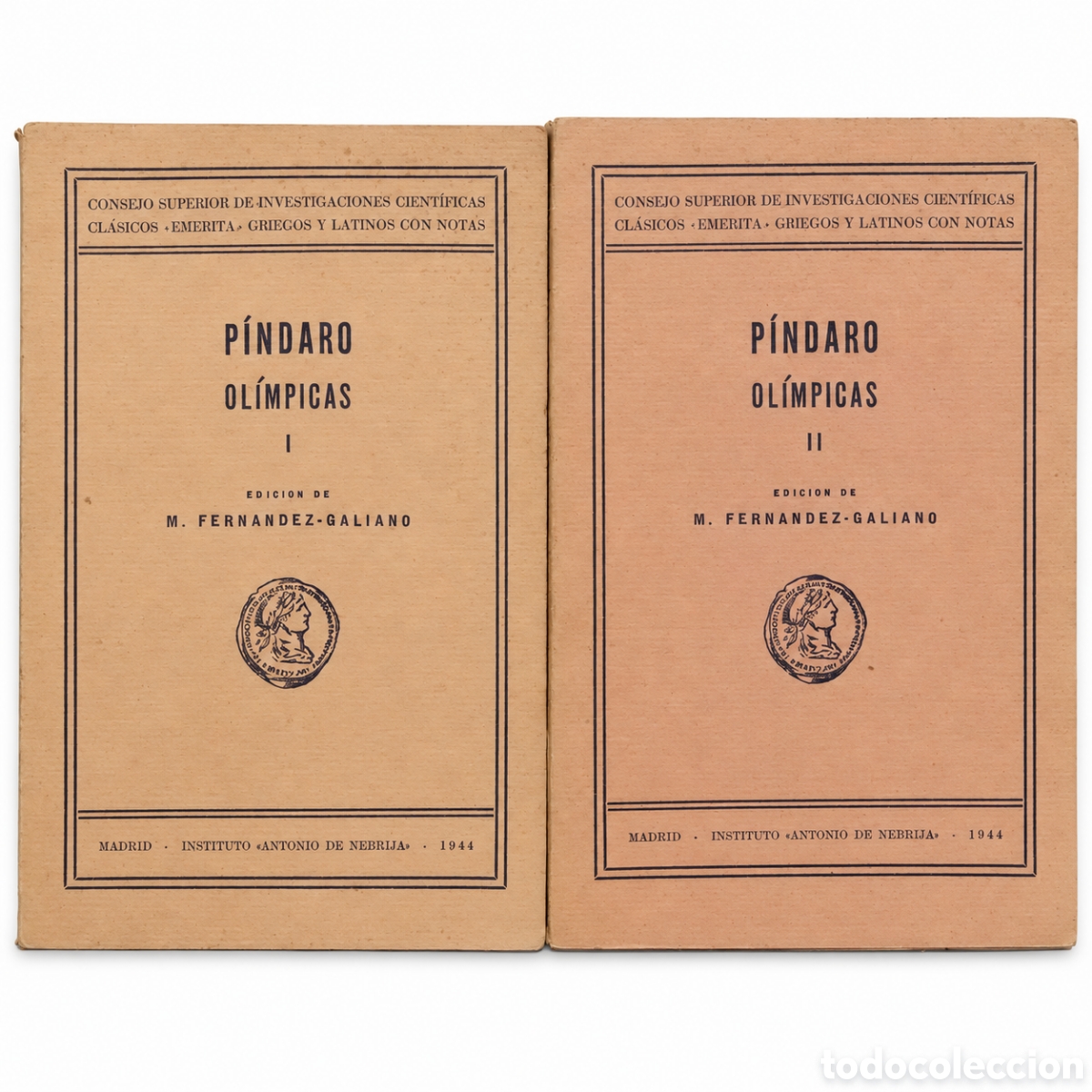 Libros de segunda mano: P&iacute;ndaro &ndash; Ol&iacute;mpicas. Tomos I y II &ndash; 1944 &ndash; LML