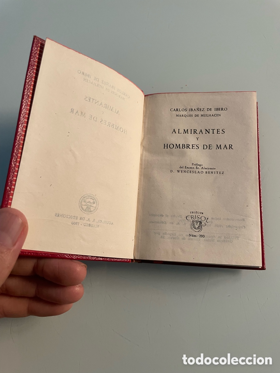Libros de segunda mano: Almirantes y hombres de mar. Carlos Ib&aacute;&ntilde;ez de Ibero. Aguilar crisol n&uacute;mero 293. 1950