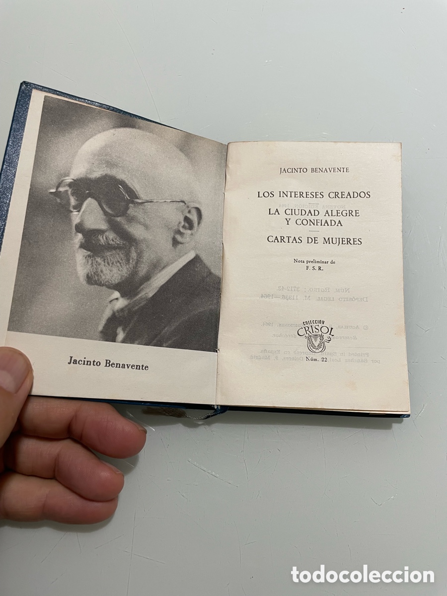Libros de segunda mano: Dos comedias y cartas de mujeres. Jacinto Benavente. Aguilar crisol n&uacute;mero 22. 1964