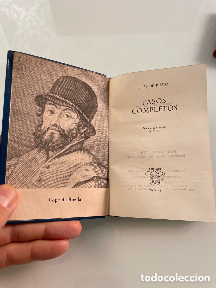 Libros de segunda mano: Lope de Rueda. Pasos completos. Aguilar Crisol 48, 3&ordf; ed. 1964