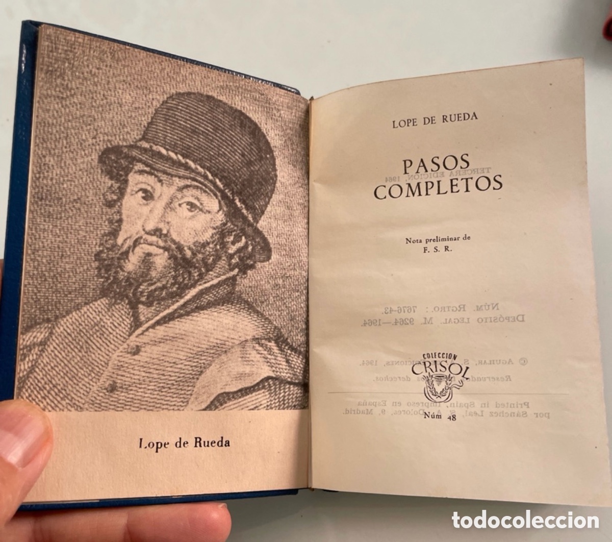 Libri di seconda mano: Lope de Rueda. Pasos completos. Aguilar Crisol 48, 3&ordf; ed. 1964