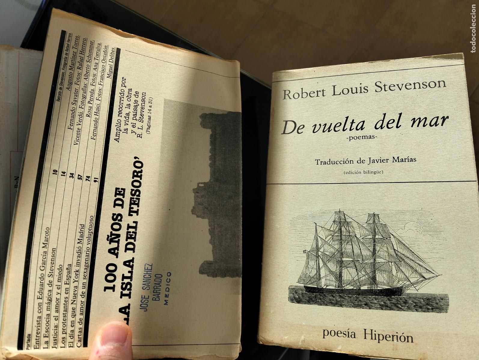 Libros de segunda mano: Raro. Poesia. De Vuelta al Mar, Robert Louis Stevenson, Trad. Javier Marias, ed. Hiperion, 1980