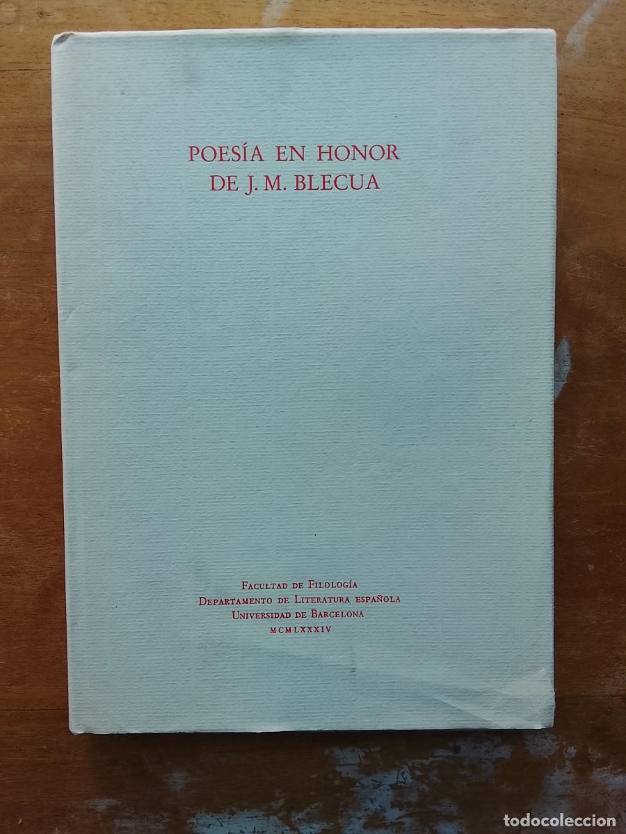 Libros de segunda mano: Poes&iacute;a en honor de J. M. Blecua. Universidad de Barcelona