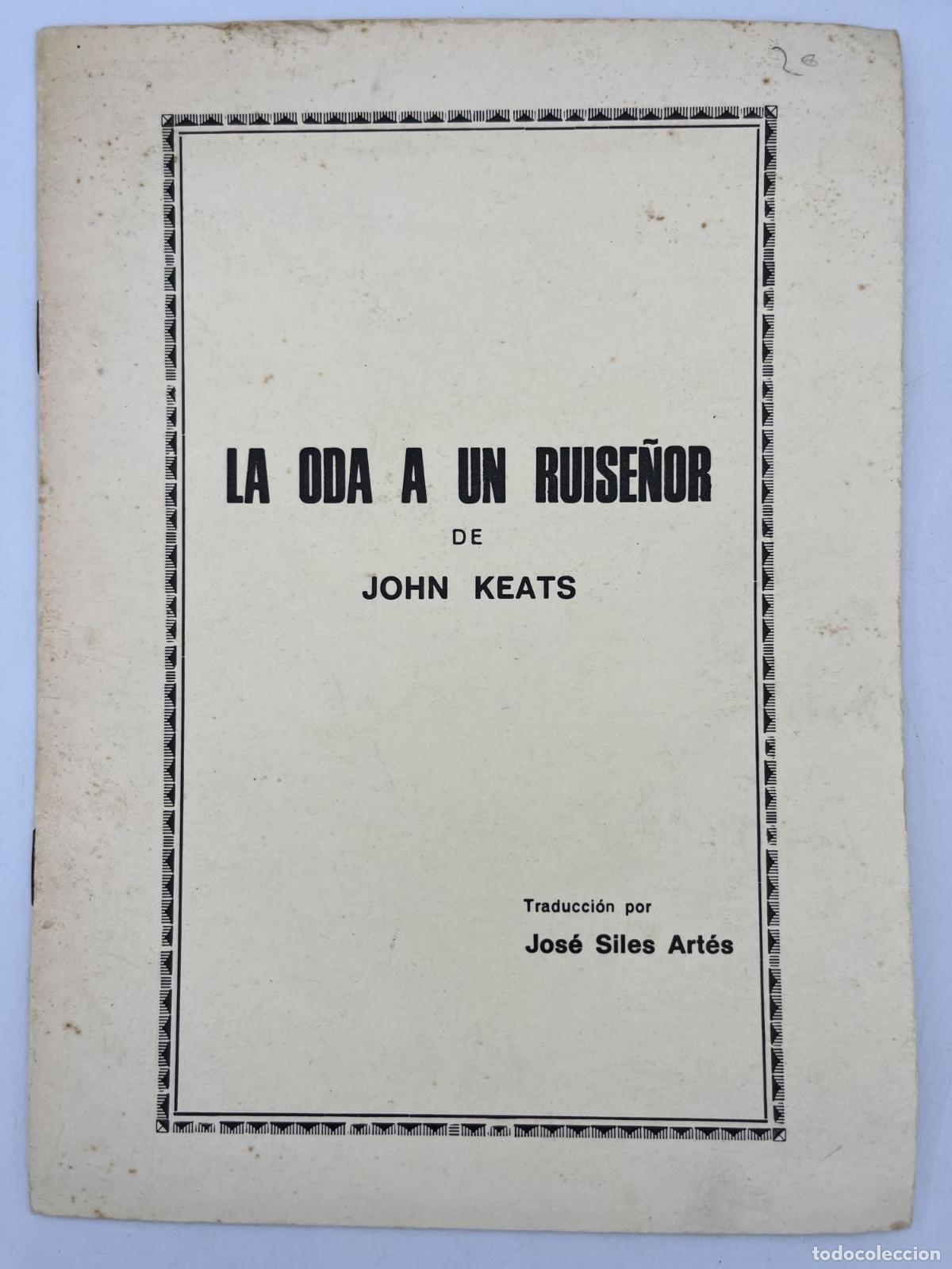 Libros de segunda mano: La oda a un ruise&ntilde;or - John Keats