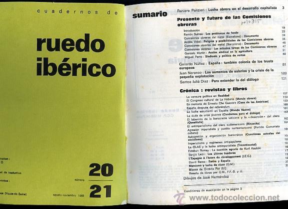 Libri di seconda mano: CUADERNOS DEL RUEDO IBERICO,n&ordm; 20 21 presente y futuro de LAS COMISIONES OBRERAS