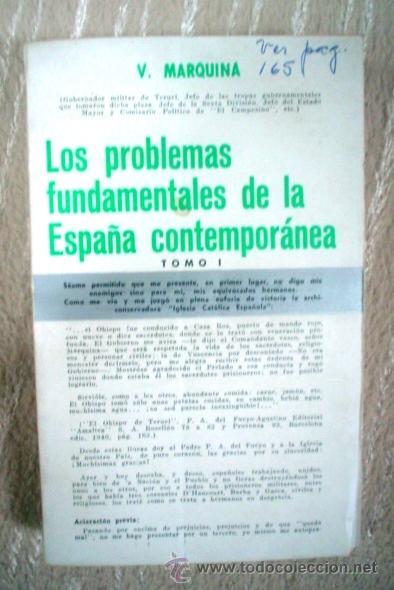 Libros de segunda mano: V. MARQUINA: LOS PROBLEMAS FUNDAMENTALES DE LA ESPA&Ntilde;A CONTEMPOR&Aacute;NEA. TOMO I