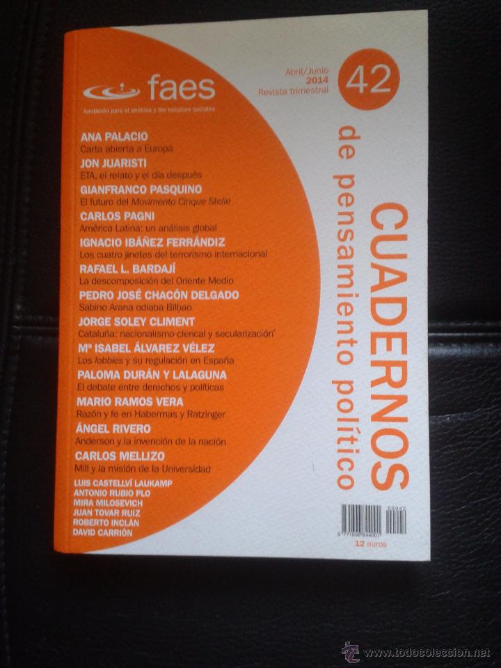 Libros de segunda mano: Fundaci&oacute;n FAES PP Partido Popular n&uacute;m 42 junio 2014 Cuadernos de pensamiento pol&iacute;tico